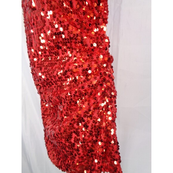 Boston Proper Red Sequin Cold Shoulder Top Size Medium Party Holiday Cocktail - Picture 9 of 15